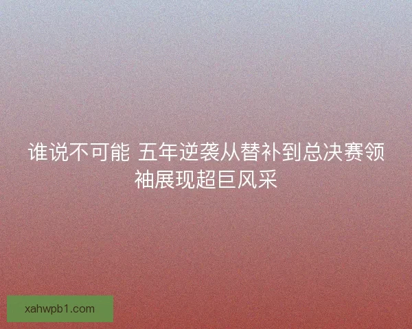 谁说不可能 五年逆袭从替补到总决赛领袖展现超巨风采