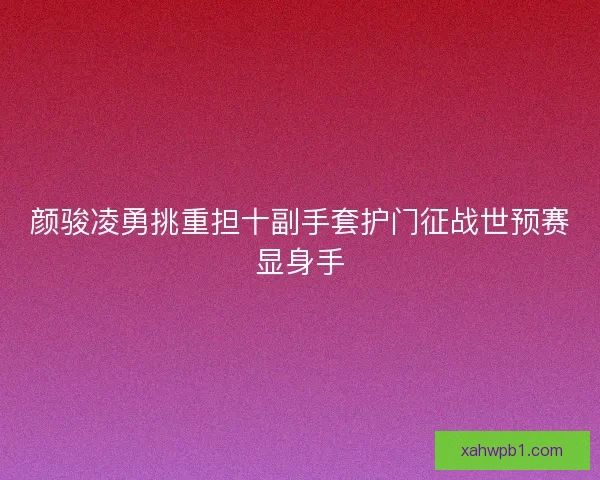 颜骏凌勇挑重担十副手套护门征战世预赛显身手