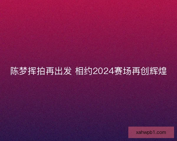 陈梦挥拍再出发 相约2024赛场再创辉煌